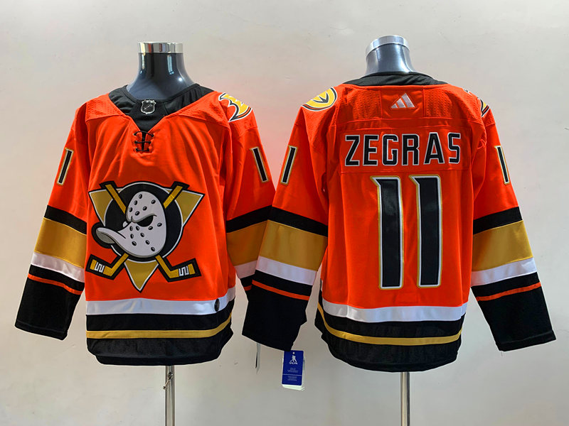 Men's Anaheim Ducks Trevor Zegras #11 Orange Breakaway Jersey